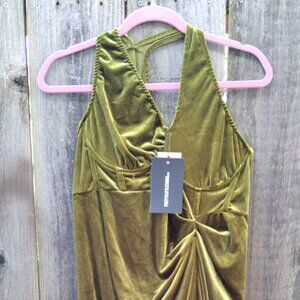 Pretty Little Thing Maternity Olive Velvet Asymmetric Bodycon Dress
